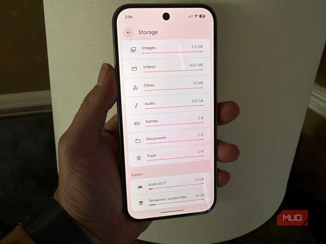 storage settings in pixel