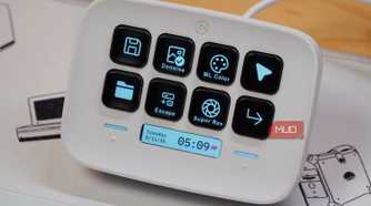 A close-up of creative macros on the Stream Deck Neo.