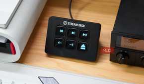 The media control macros on a Stream Deck mini.