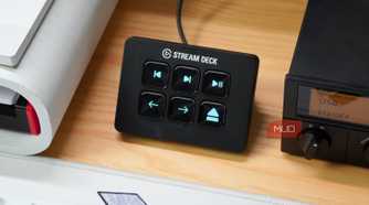 The media control macros on a Stream Deck mini.