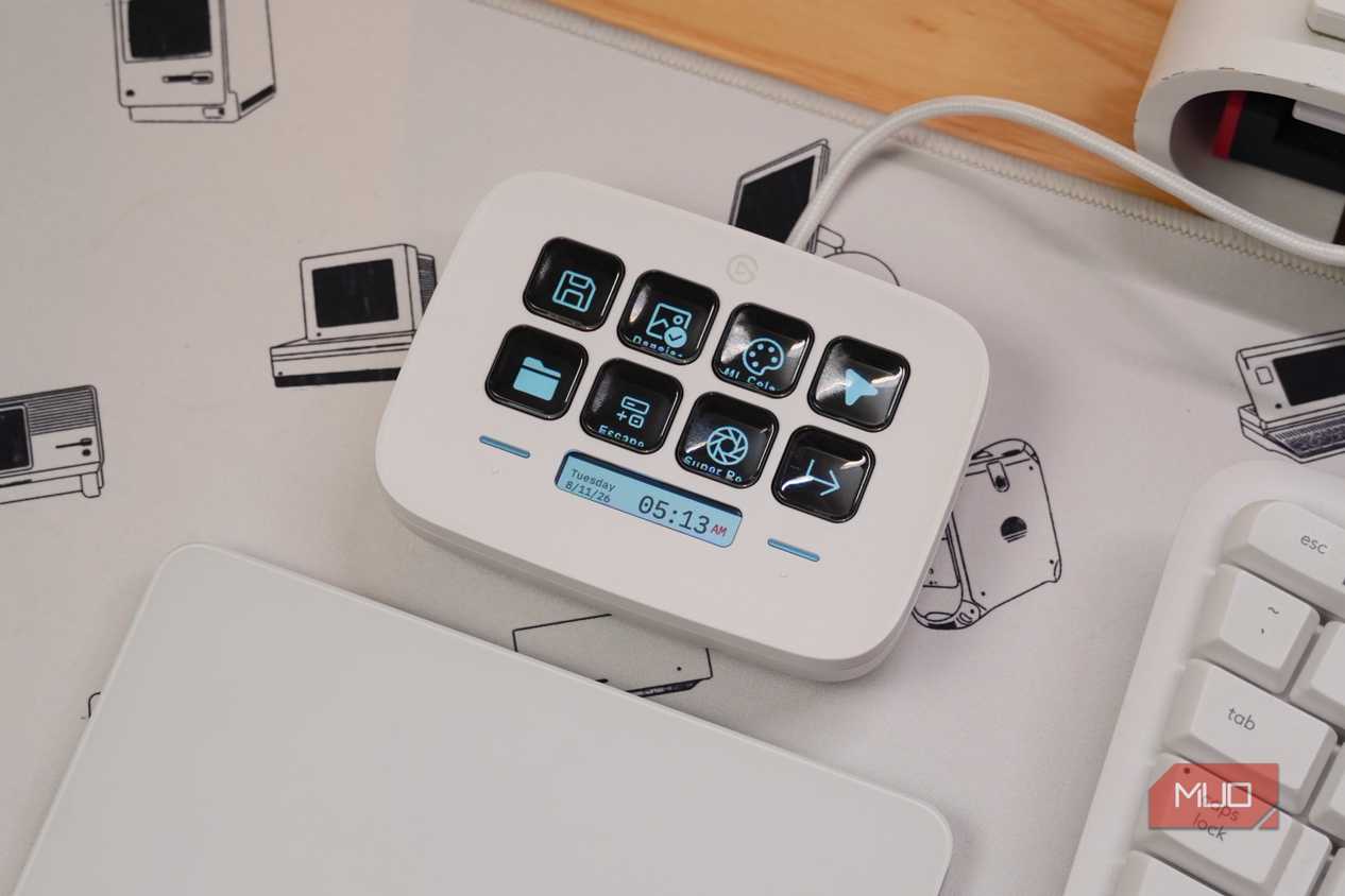 A top-down look at the Stream Deck Neo.