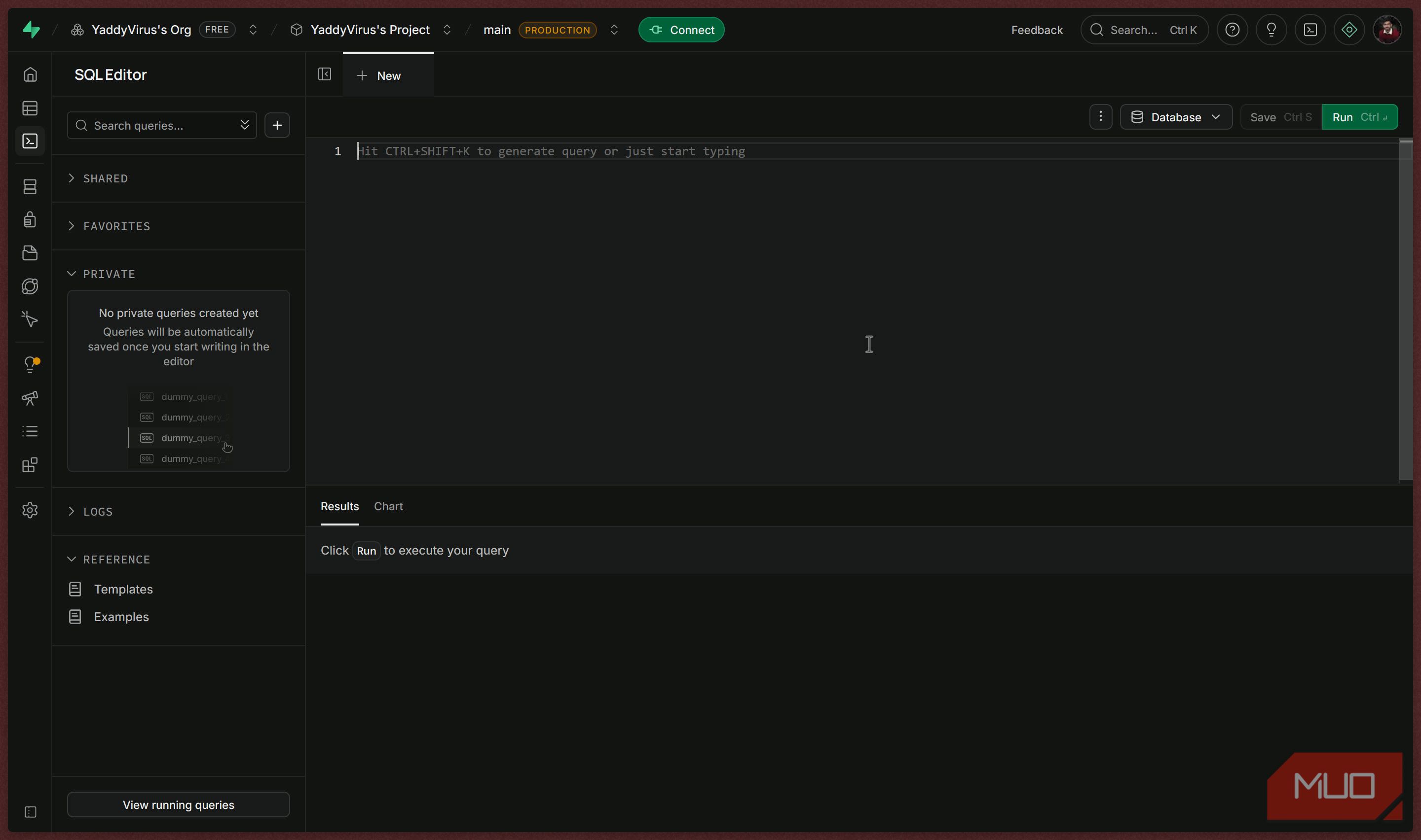 Supabase SQL editor.