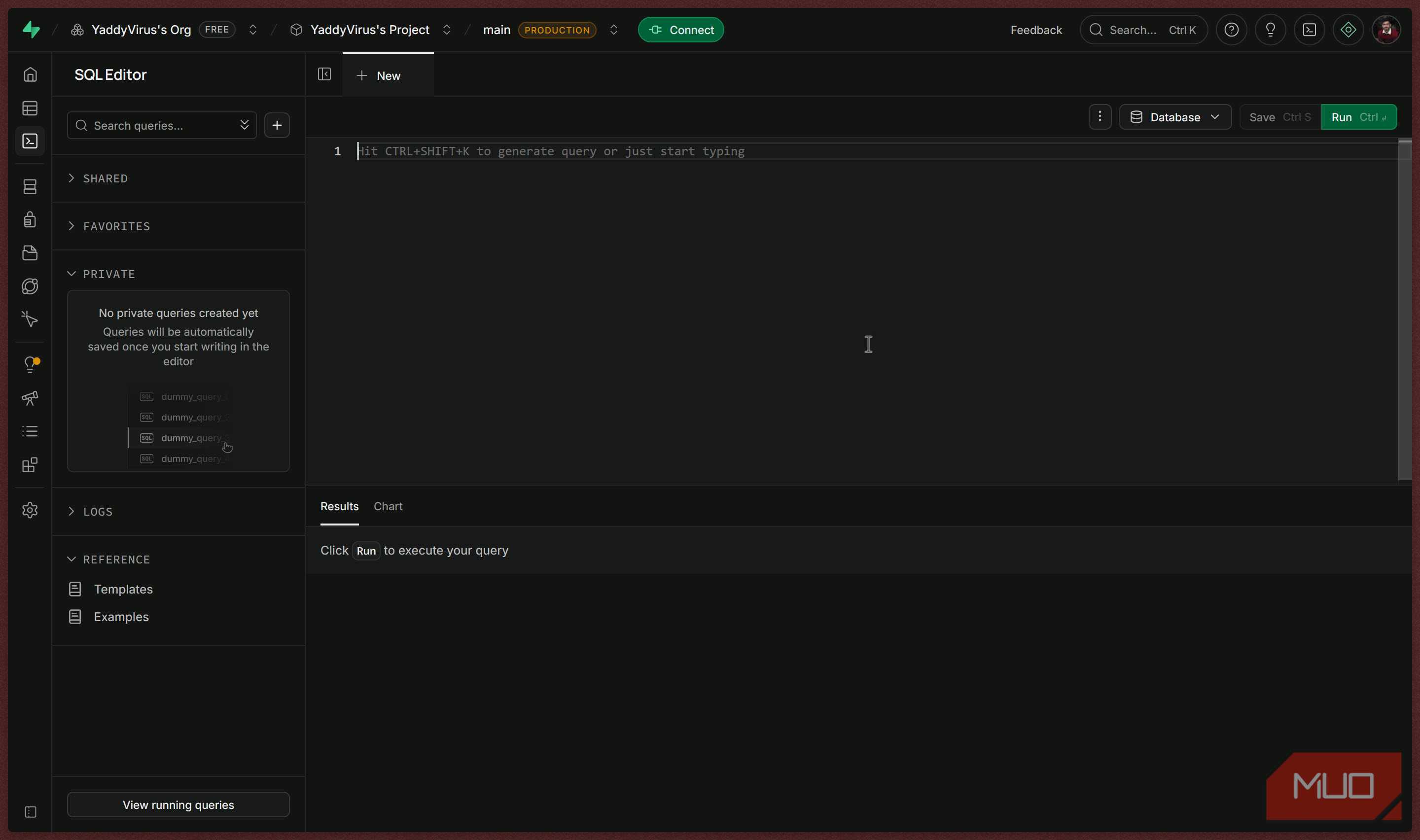 Supabase SQL editor.