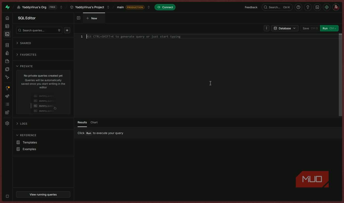 Supabase SQL editor.