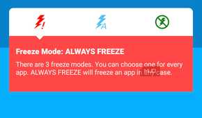 SuperFreezZ showing and explaining the meaning of the icon modes.