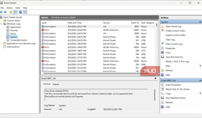 System logs on Event Viewer