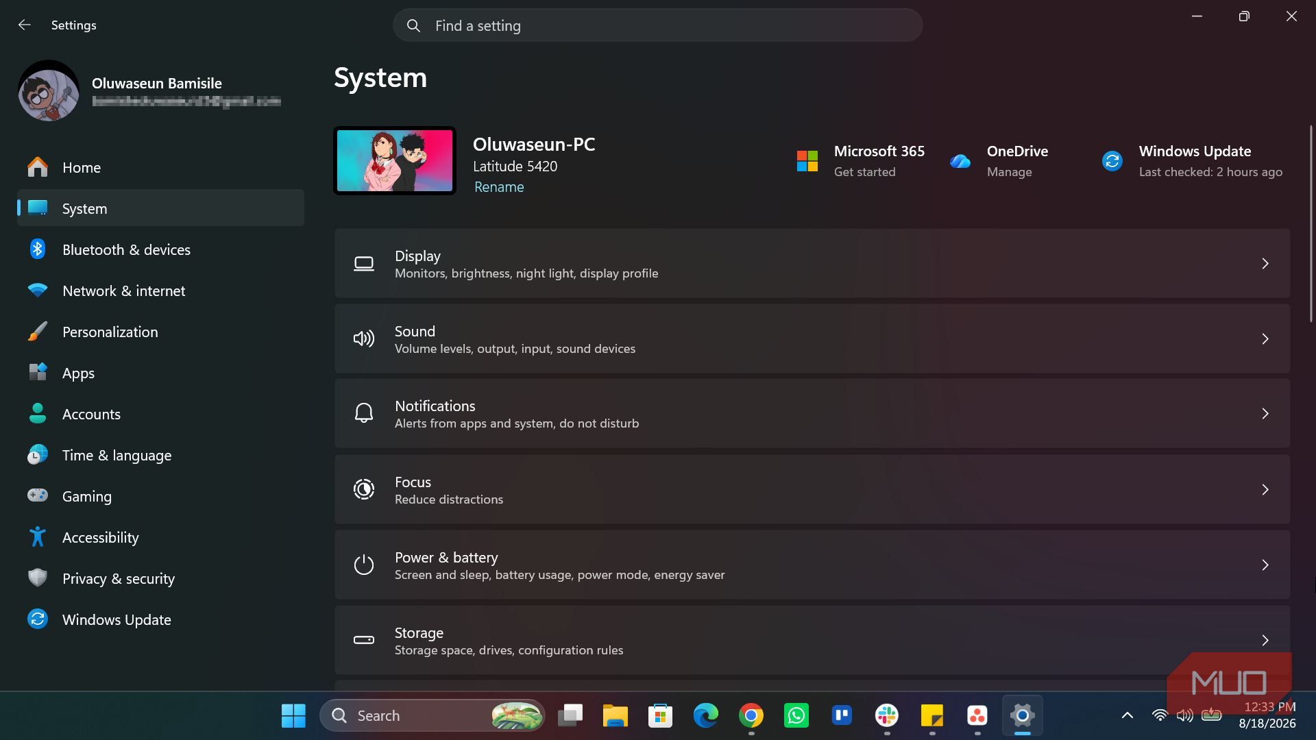 System page in Windows 11 Settings