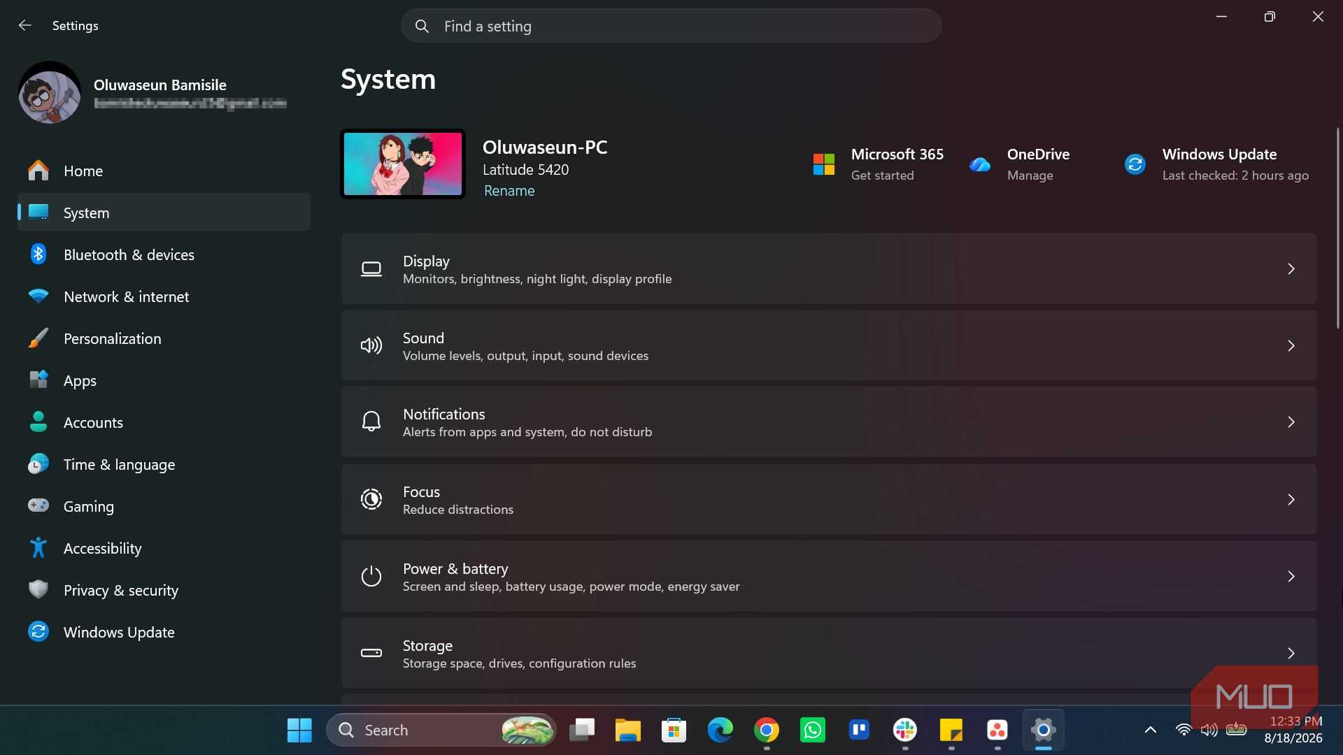 System page in Windows 11 Settings