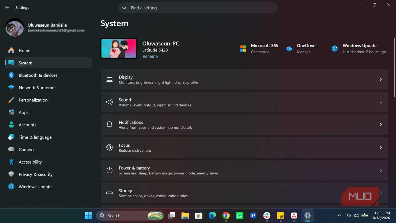 System page in Windows 11 Settings