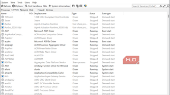 SystemInformer Services view