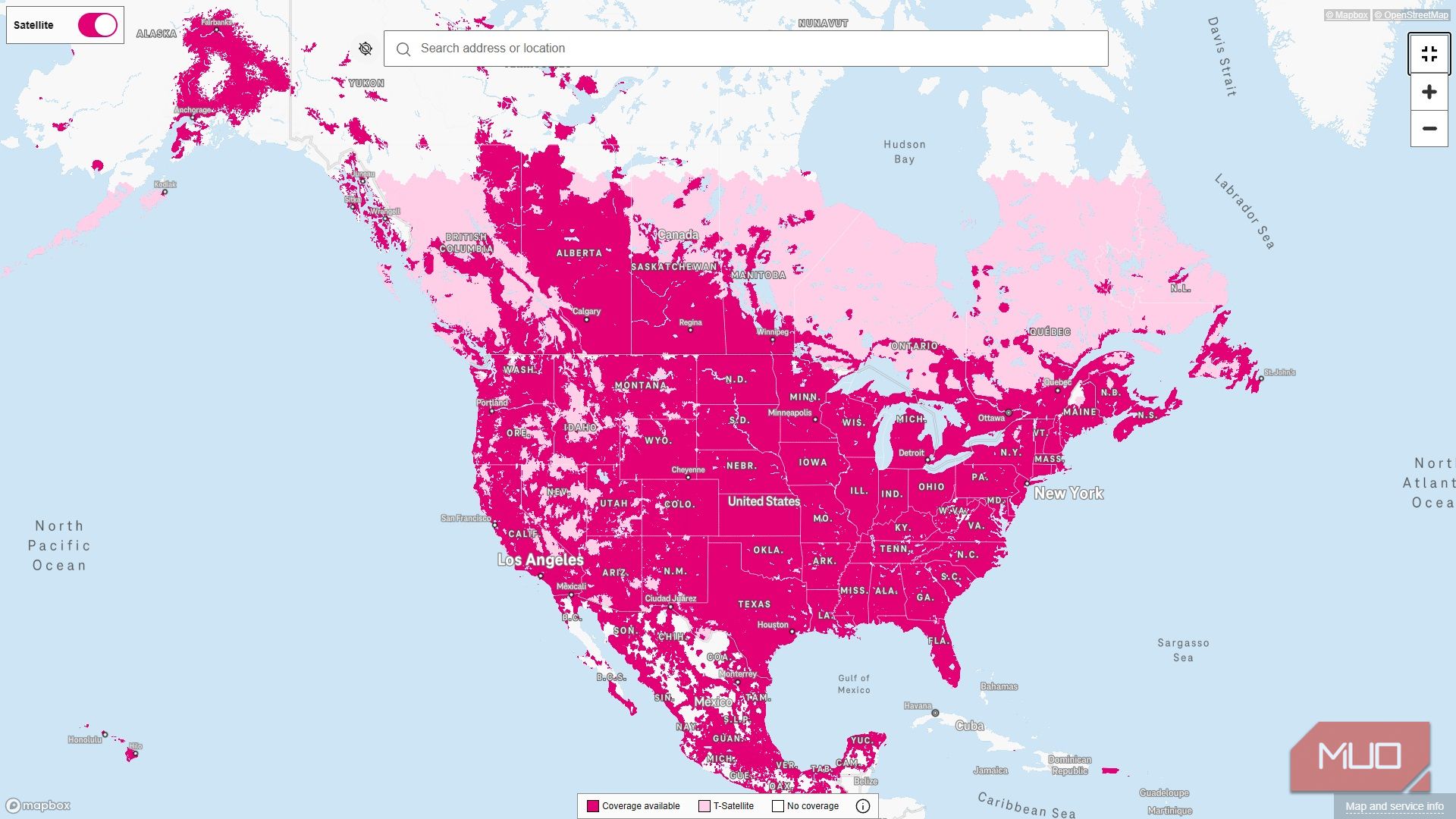 t mobile carrier coverage map usa canada mexico