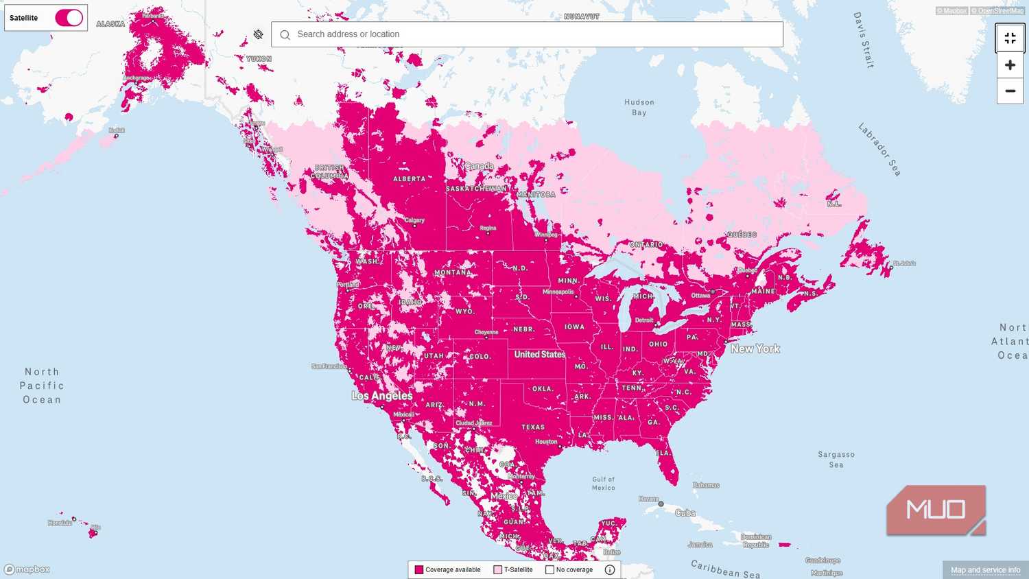 t mobile carrier coverage map usa canada mexico