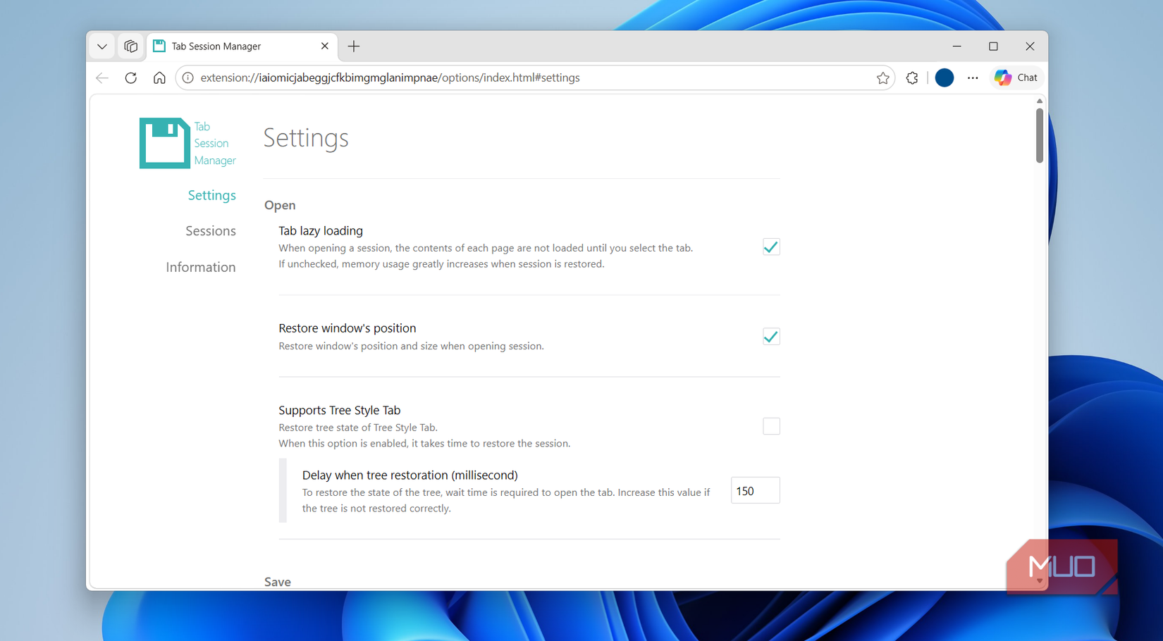 Tab session manager