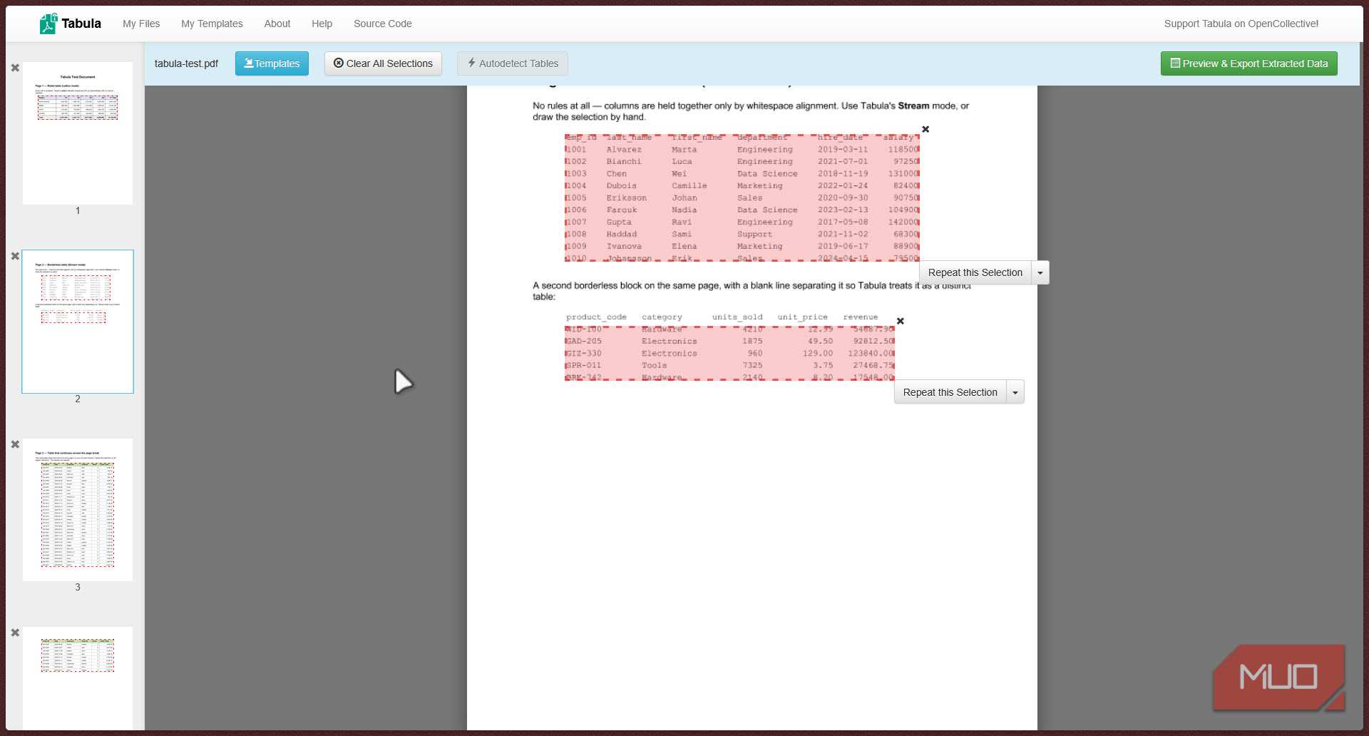 Tabula auto detecting multiple tables.