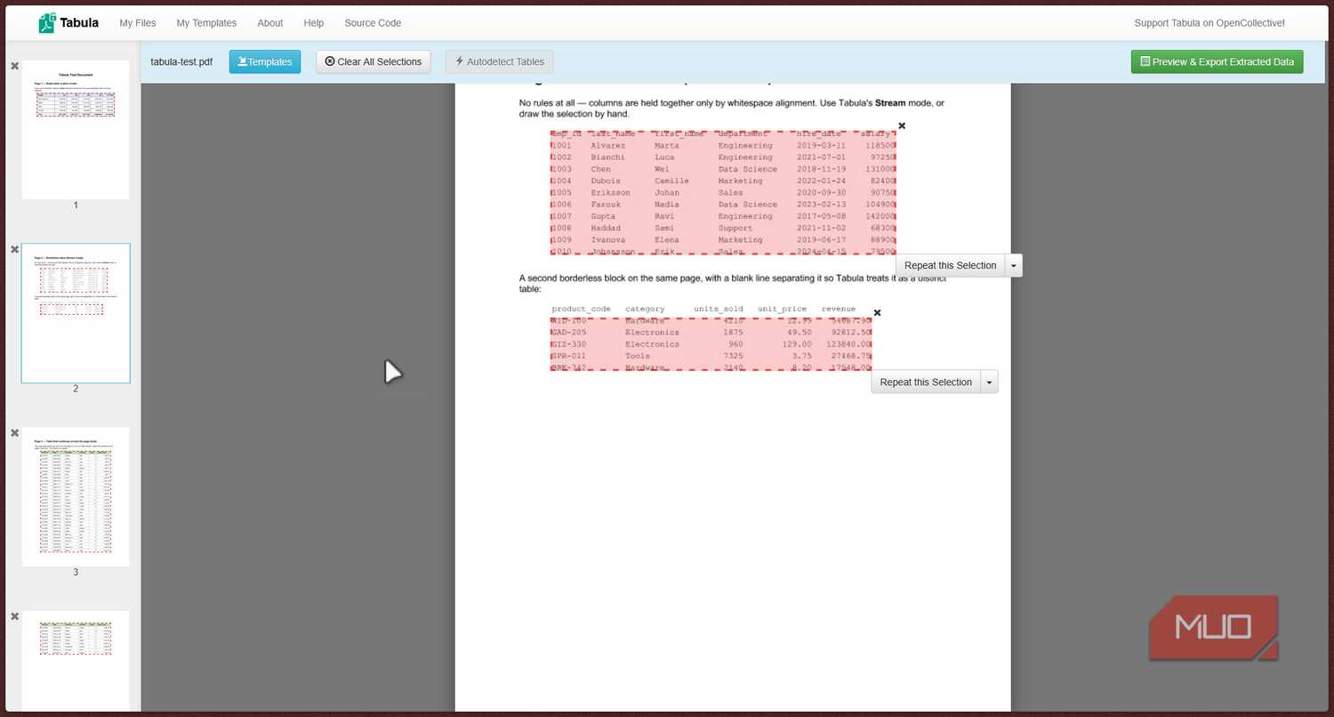 Tabula auto detecting multiple tables.