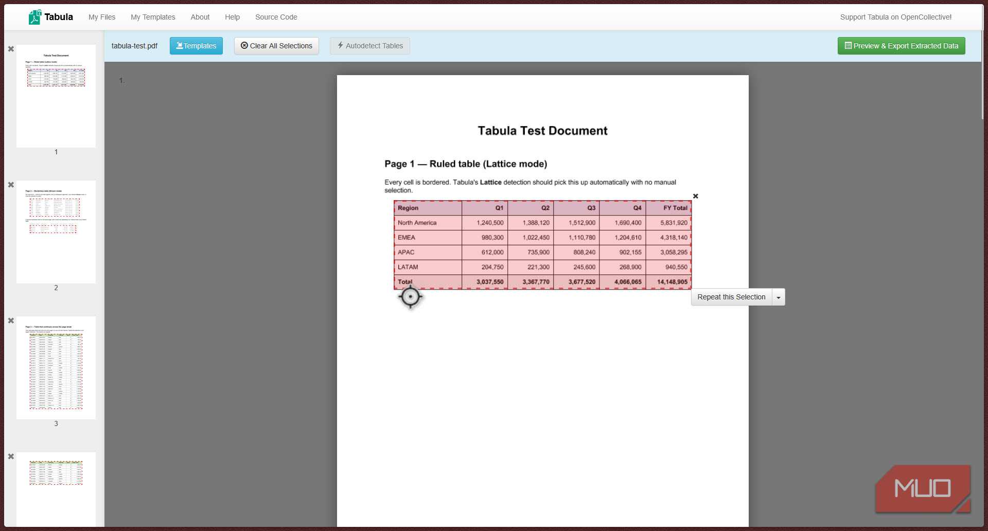 Tabula auto detecting table.