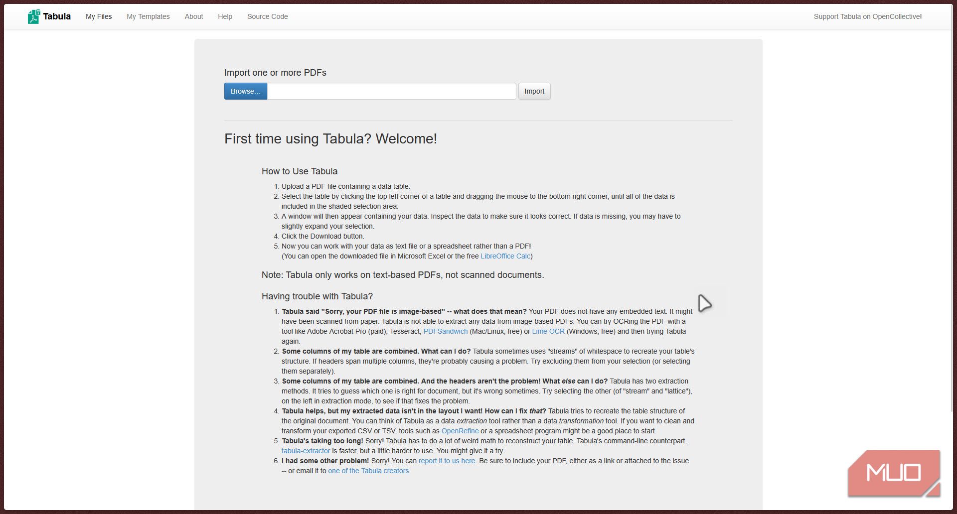 Tabula Home Page.