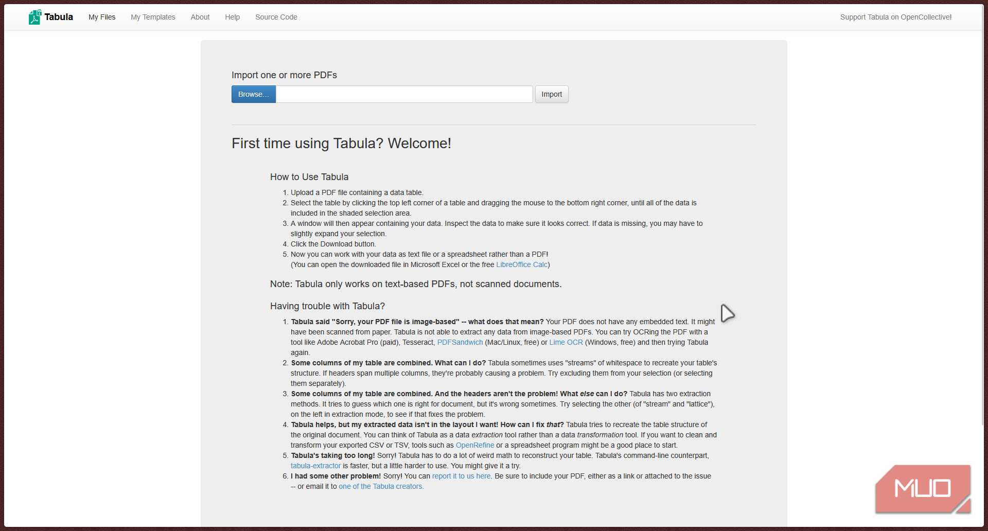 Tabula Home Page.