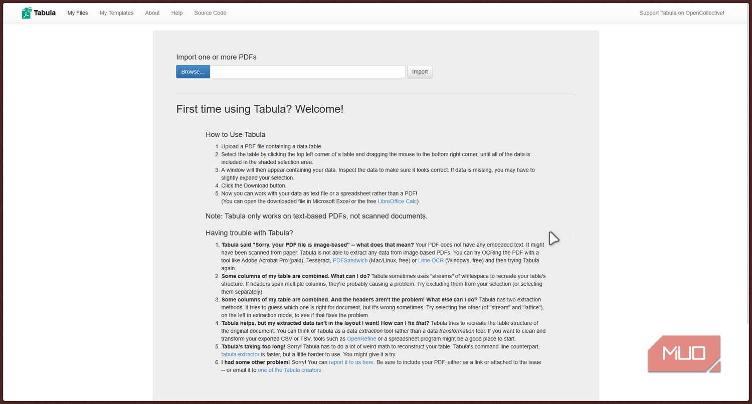 Tabula Home Page.