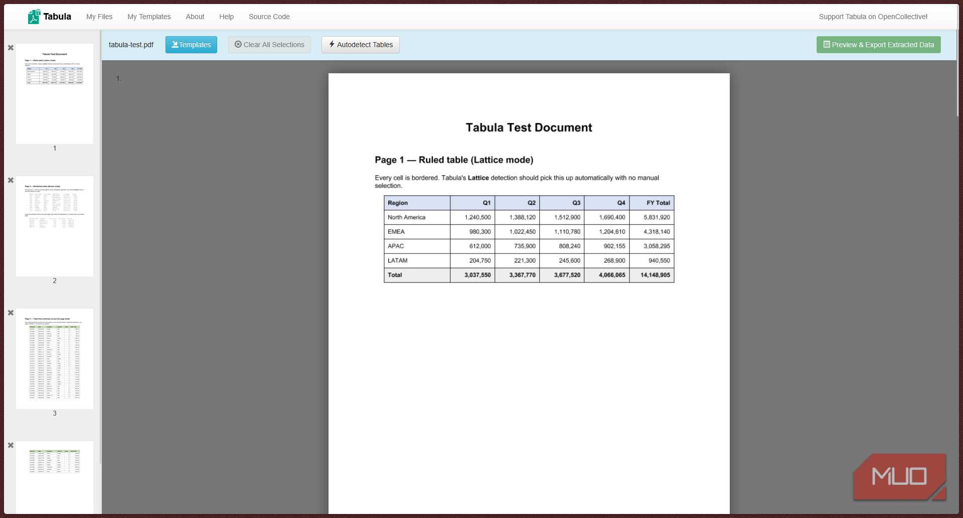 Tabula processing PDF with table.