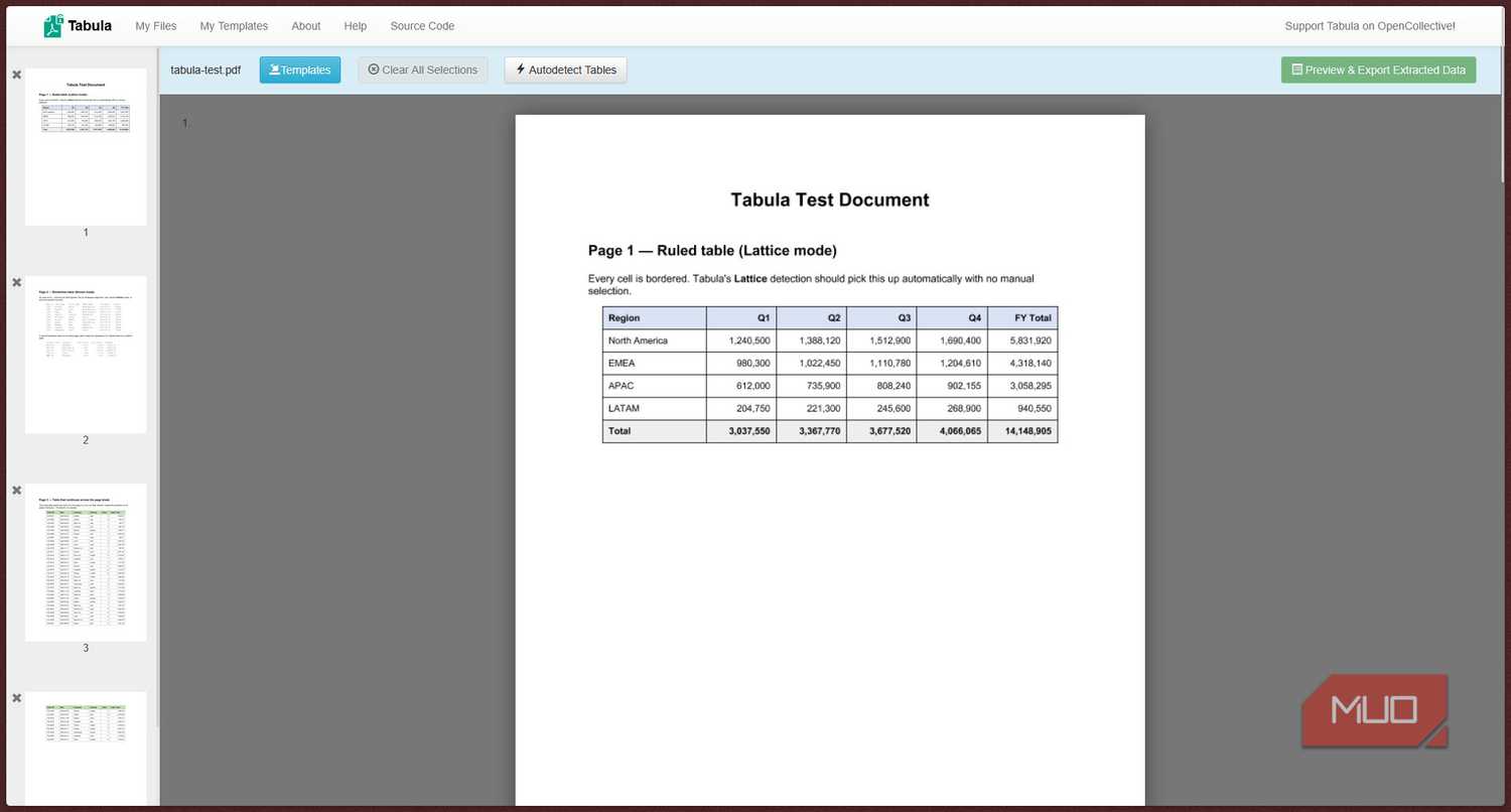 Tabula processing PDF with table.