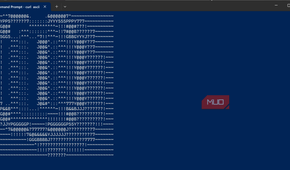 Tall abstract ASCII figure in Command Prompt
