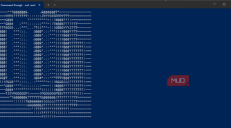 Tall abstract ASCII figure in Command Prompt