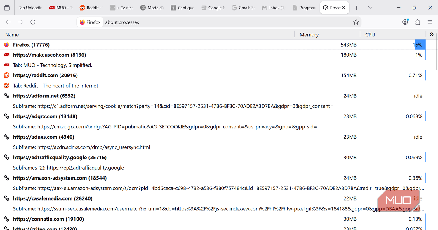 Task Manager on Firefox