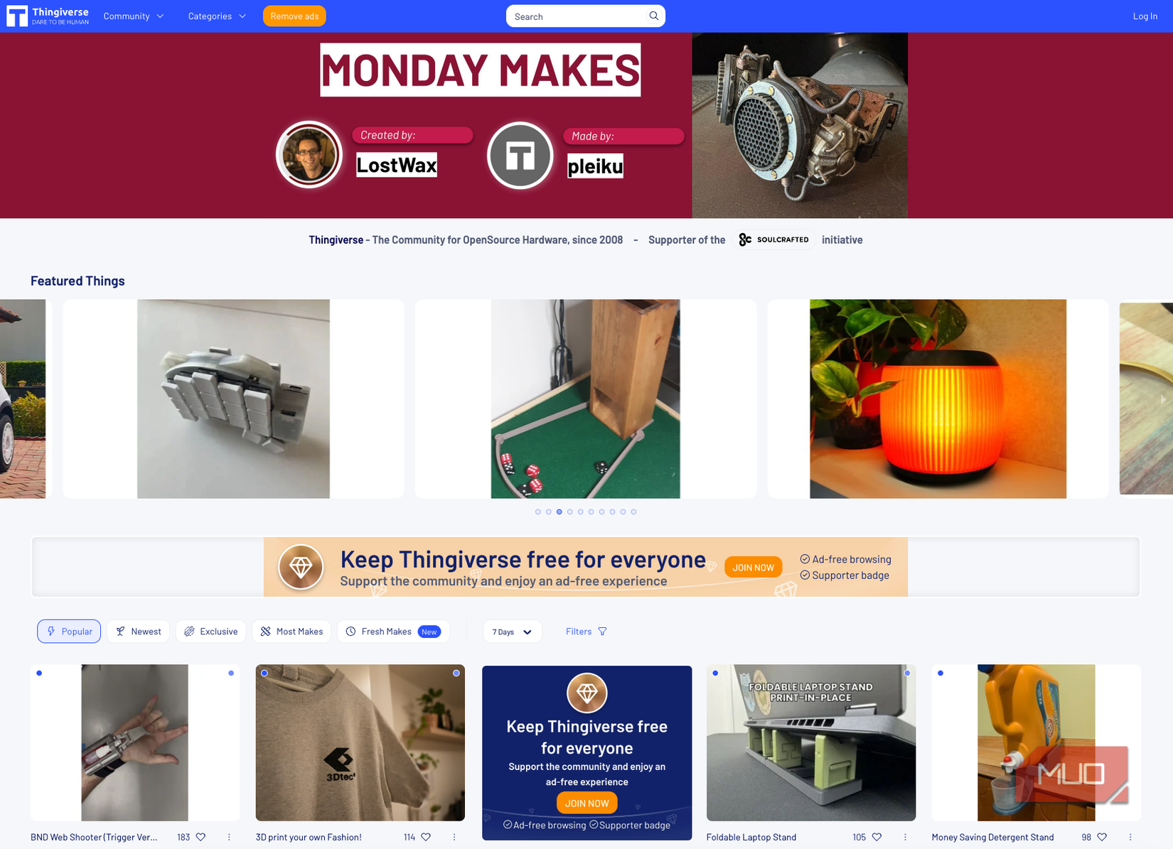 Thingiverse home page