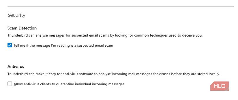 thunderbird email client blocking spam options.