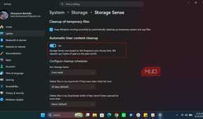 Turning on Storage Sense