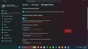 Turning on Storage Sense