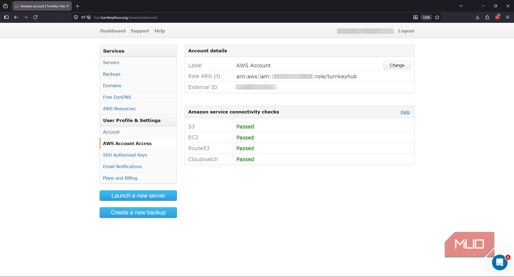 TurnKey Hub showing integration and connection to Amazon S3