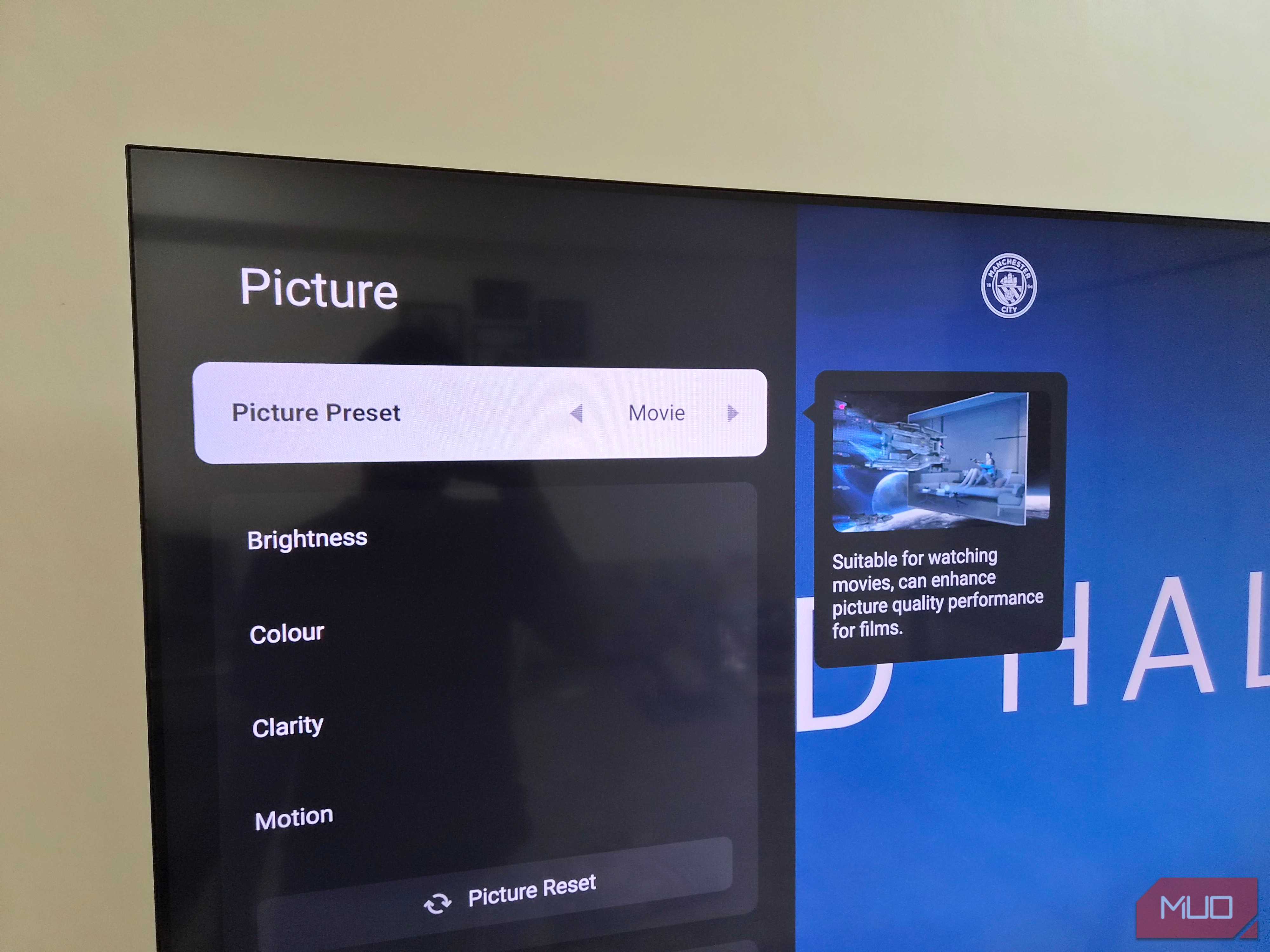 TV showing Movie picture mode