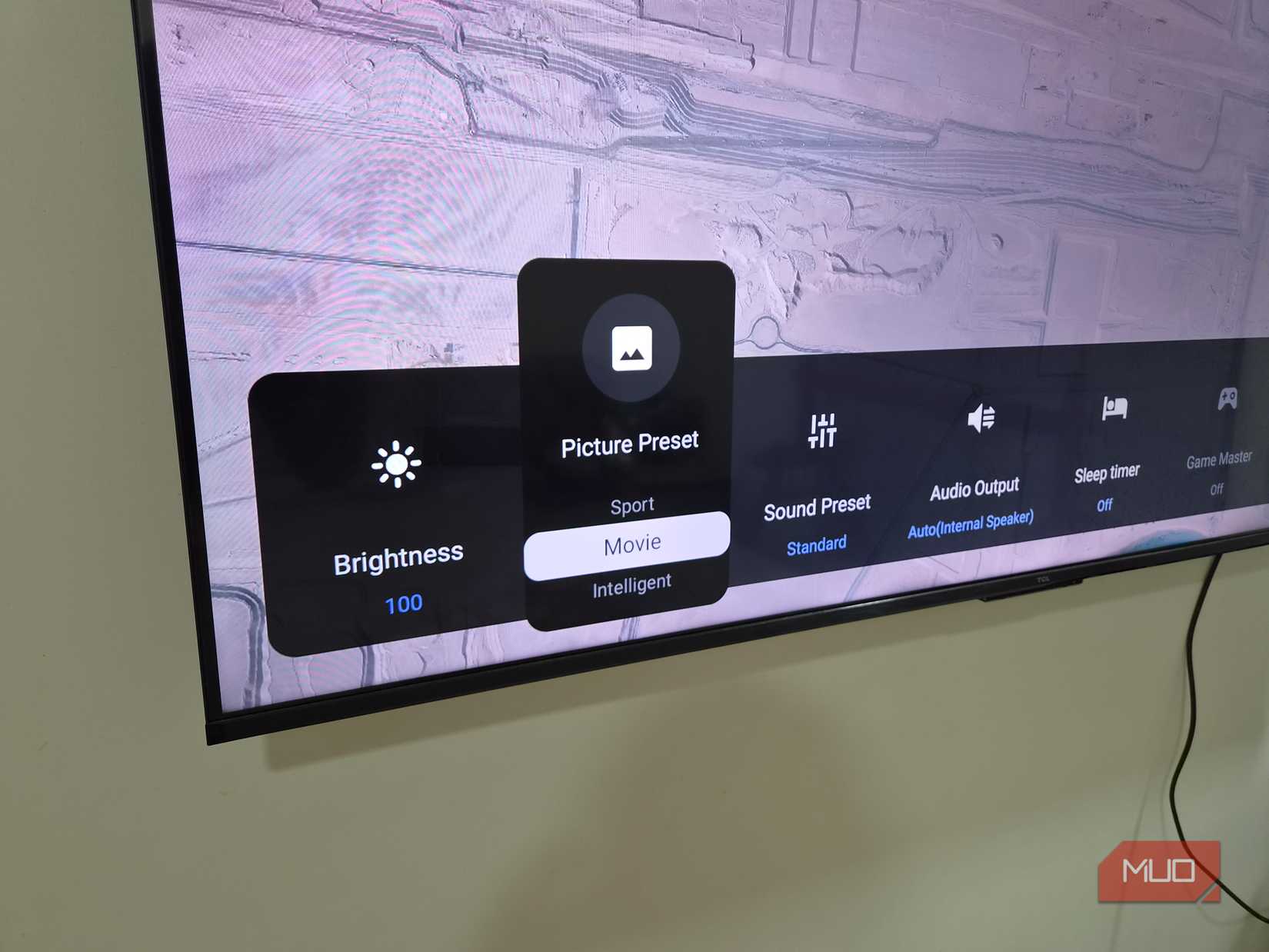 TV showing picture mode menu