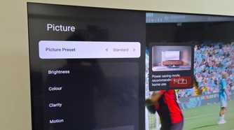 TV showing Standard picture mode