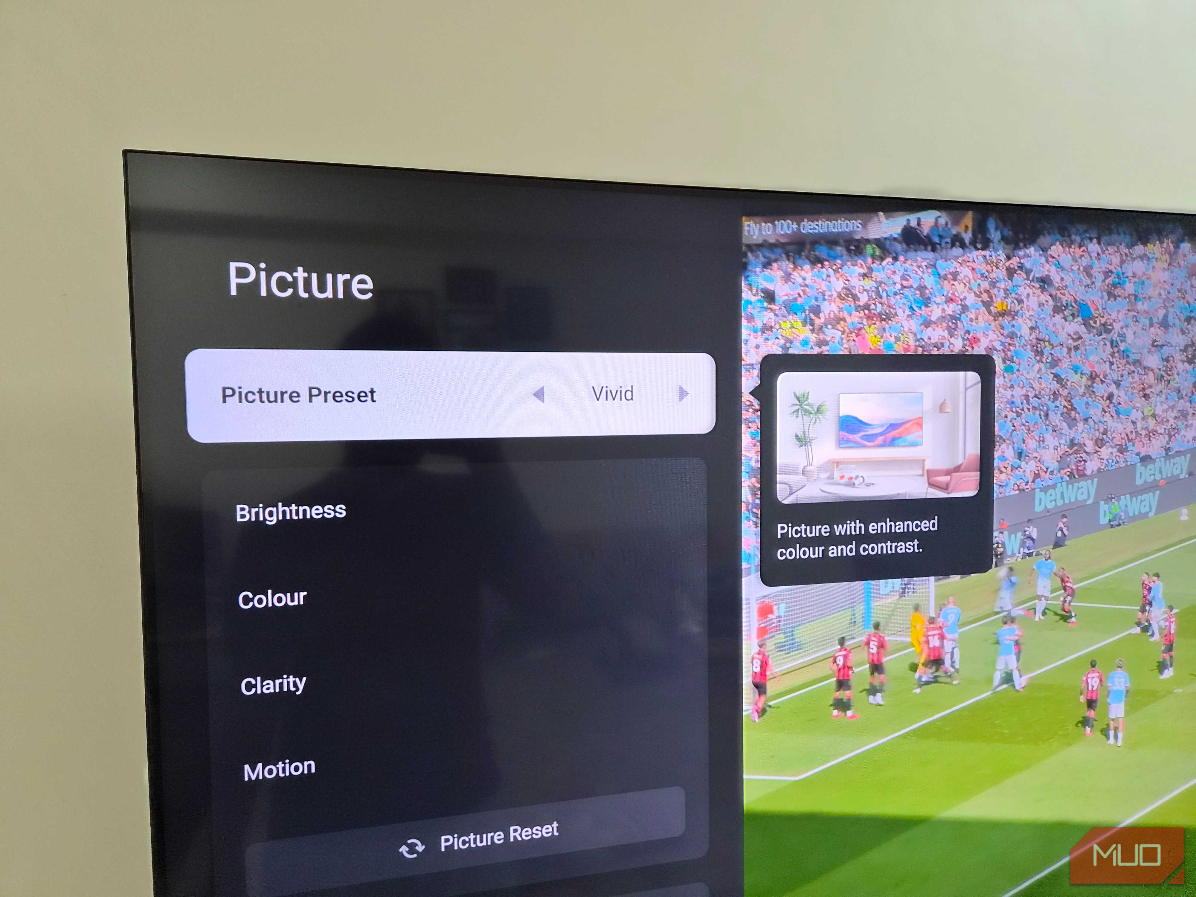 TV showing Vivid picture mode