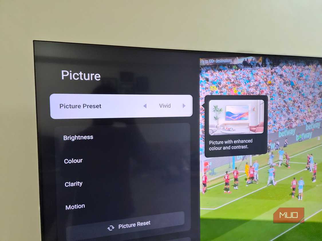 TV showing Vivid picture mode
