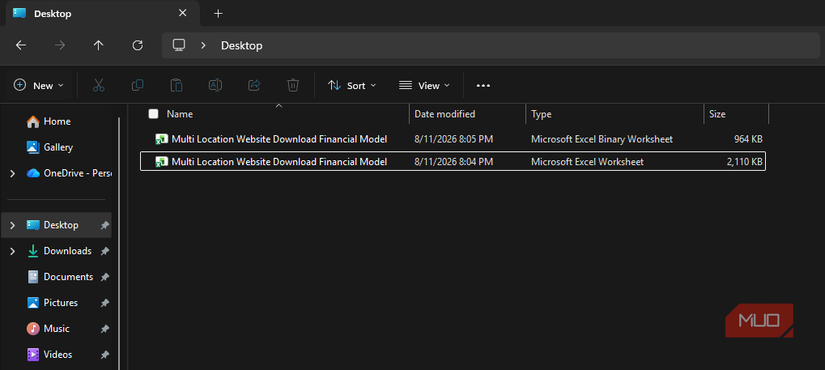 Two files in the Desktop page of a HP PC with their details displayed.