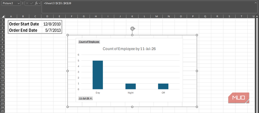 Two pictures of live ranges pasted on a blank Excel spreadsheet.