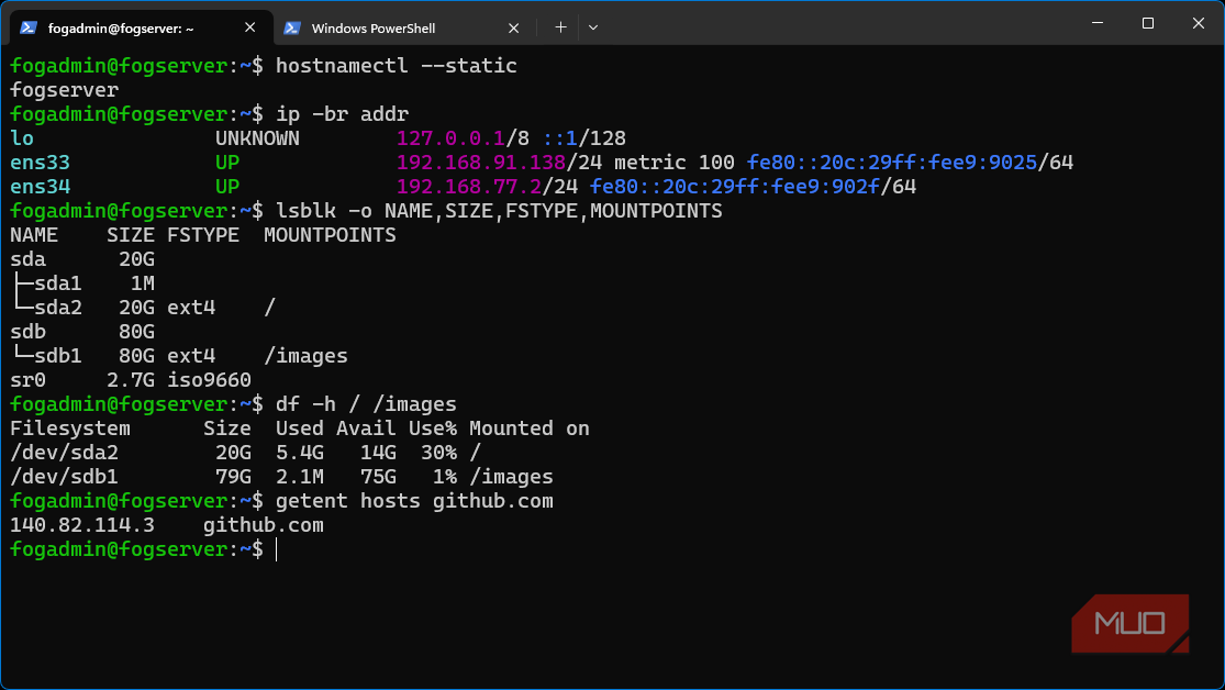 Ubuntu FOG imaging server system resources and disks