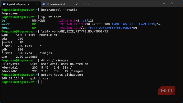 Ubuntu FOG imaging server system resources and disks