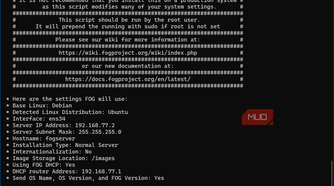 Ubuntu Fog Project installation final step showing accepted configuraton