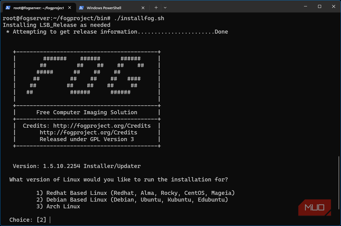 Ubuntu Fog Project installation running