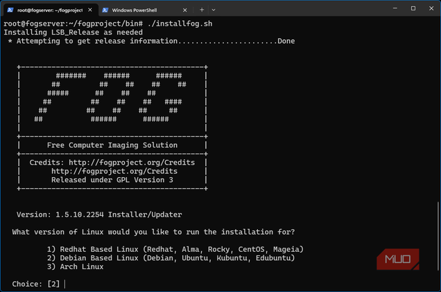 Ubuntu Fog Project installation running