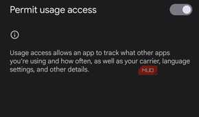 superfreezz seeking Android's app usage access.
