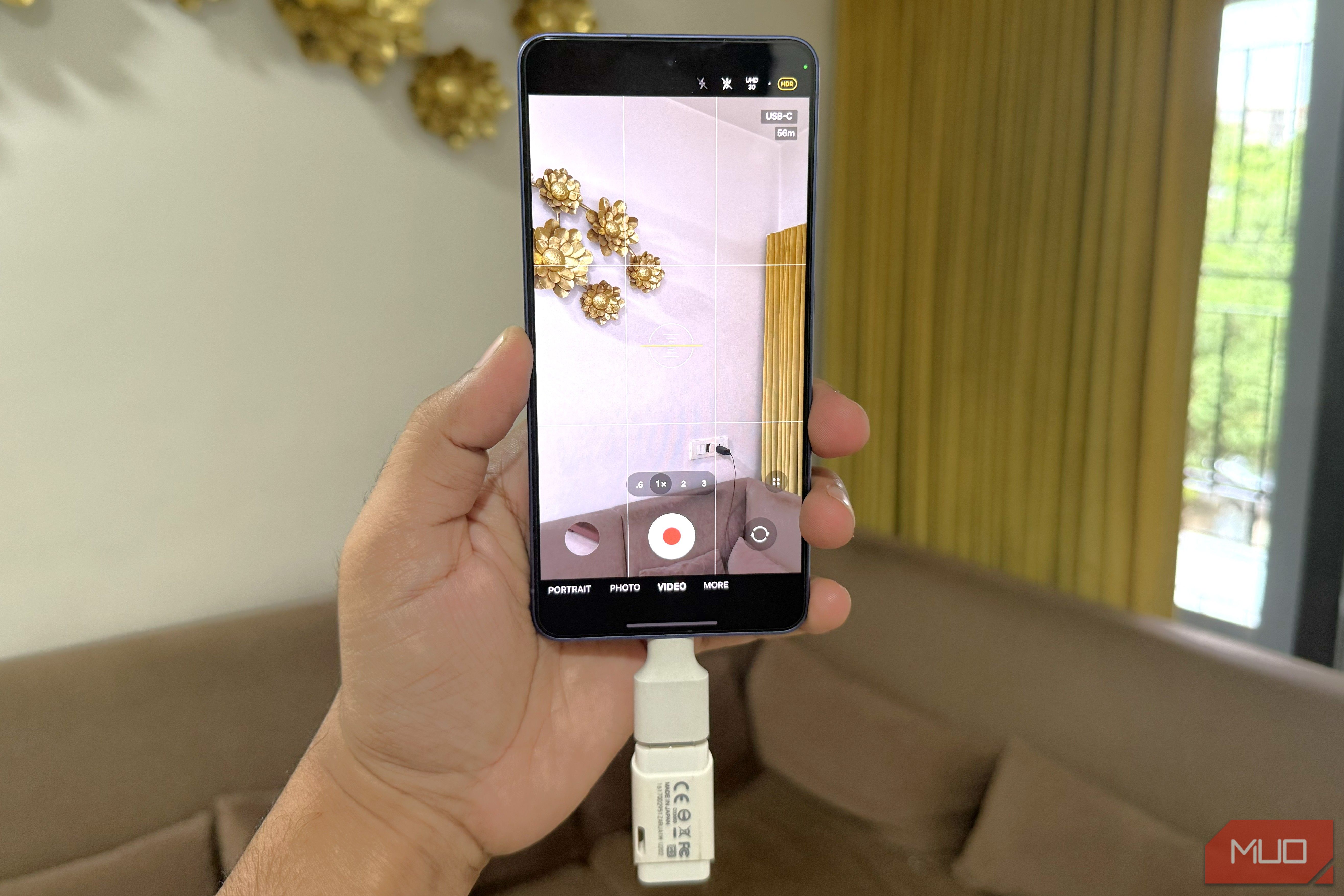 USB drive plugged into Samsung Galaxy phone