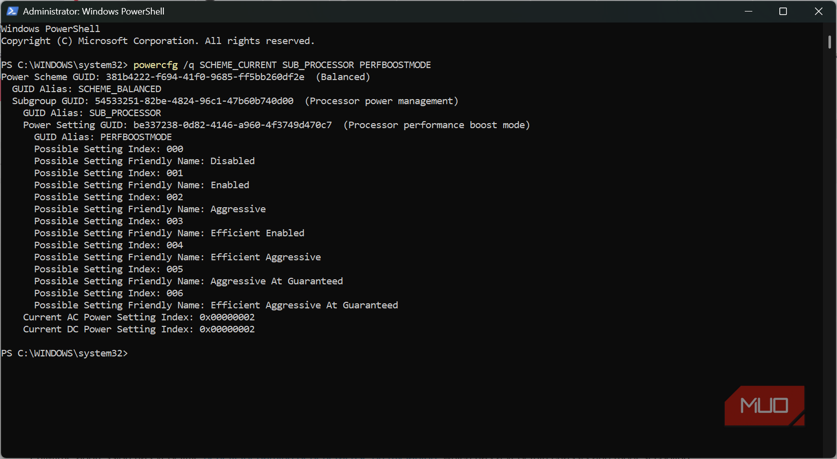 Verifying current processor performanace mode