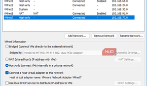 VMware virtual network editor with selected VMnet7 host-only
