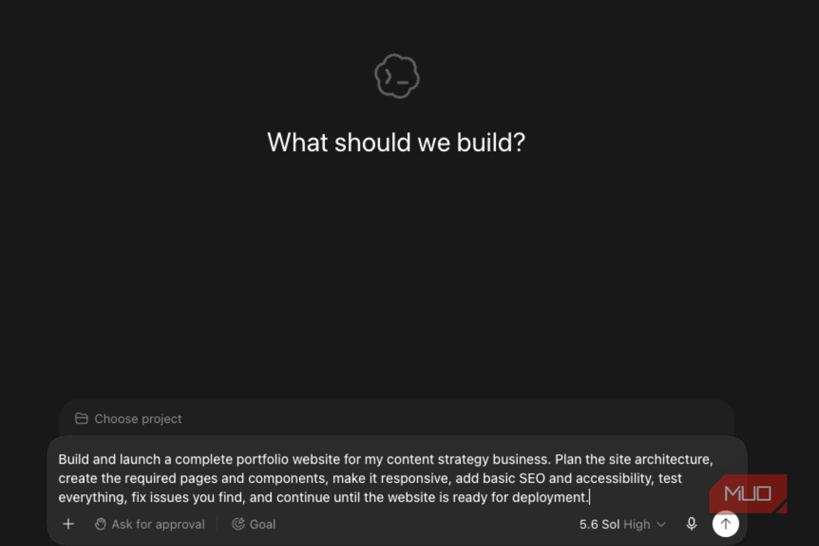 What should we build page on ChatGPT Codex mode